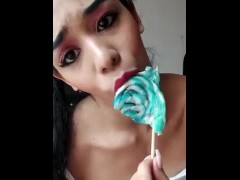 Teen sucks candy