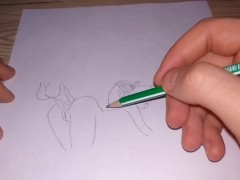 Painted girl fucked anally by a huge dick