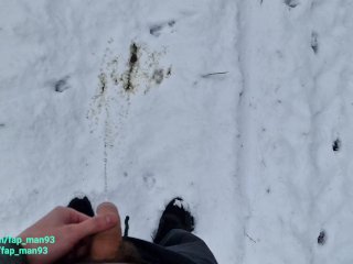 masturbation, yellow, public piss, snow