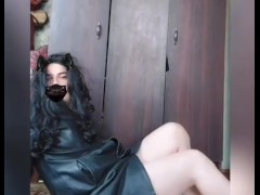 BIG ASS Leather Coat Blonde BBW Hot Ladyboy Big Butt Booty Sissy Femboy Model Crossdresser Cosplayer