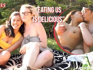 lesbian sex, outdoor sex, big natural tits, outdoor
