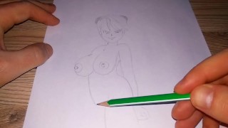 Chica de dibujos animados muestra su cuerpo