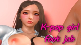 Heel Erg Schattig Aziatisch K-Pop Meisje Footjob