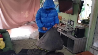 Handjob and cumshot in the sleepingbag porn video thumbnail