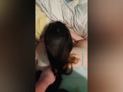 Blow job and getting pinned for creampie