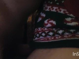 Santa Gets Help from His Best Elf. Leaves Cumshot onHer Big Natural_Boobs