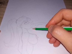 Cute girl makes a blowjob to a guy with a huge dick