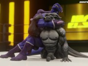 Preview 2 of Dragons Wrestle and Grow Huge Muscles Animation