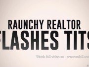 Preview 6 of Raunchy Realtor Flashes Tits - Armani Black / Brazzers