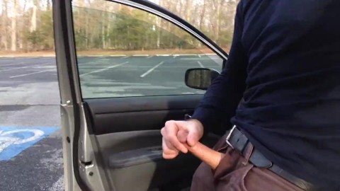 Horny, so I step out of the car and jerk-off