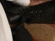 Preview 2 of semi to hard, Randys hands free cum in friends black Dr. Martens boots