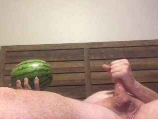 Masterbating with a watermelon