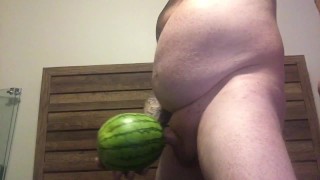 Masterbating with a watermelon