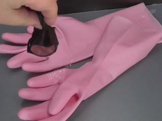 ［Prof_FetihsMass] Bukkake on Rubber Gloves [rubber Fetishism].