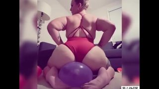 PAWG popping balloons with her massive natural ass!!!