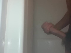 College student in the shower