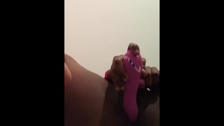 Ebony Pussy Play Pink Dildo