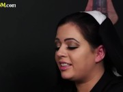 Preview 1 of Femdom amateur nurses jerk patient cock in CFNM 3some