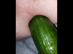 Cucumber ass fucking by my wife