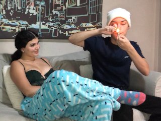 sloppy deepthroat, passionate real sex, teen, couch living room
