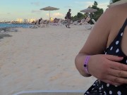 Preview 4 of Cute waiter on the beach kept coming back, so I flashed my Double Ds at him (Part 1)