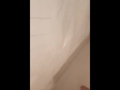 Chubby daddy gets a little soapy in the shower