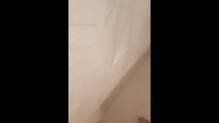 Chubby daddy gets a little soapy in the shower