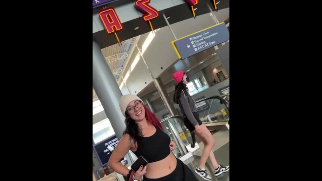 College Sluts Get Naked at the Airport in front of Everyone