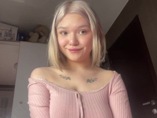 Petite Schoolgirl in Stockings Masturbates Tight Pussy