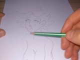 Hentai ahegao, drawing with a simple pencil