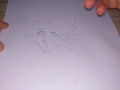 Hentai ahegao, drawing with a simple pencil