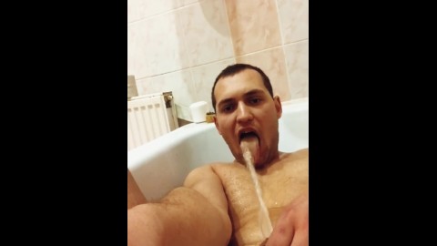 pissing on his own face