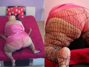 Preview 1 of Spider net pantyhose facesitting by a SSBBW