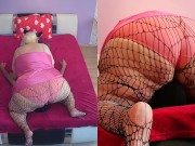 Preview 2 of Spider net pantyhose facesitting by a SSBBW