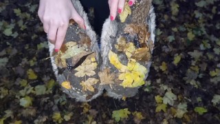 Wandeling in het bos in mijn hete slippers (voor en na)