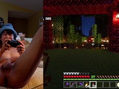 Naked gamer spreads legs and gives Minecraft RTX world tour
