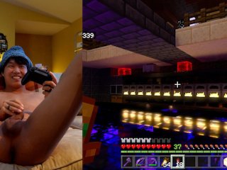 Naked gamer spreads legs and gives Minecraft RTX world tour