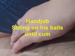 Assjob in denim skirt by BBW Stepmother crushing balls & cock with thighjob until cumshot