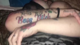 Cheating wife gets pussy ate and fucked by stepbro
