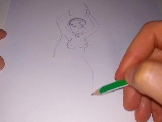 Una Chica Desnuda Pintada Esposada Espera a Su Salvador