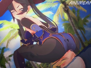 Spending a Day with Mona's Thighs from Genshin Impact until Creampie - Anime Hentai 3d Compilation