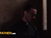 Preview 1 of Horny Altar Boy Dakota Lovell And Fr. Fiore Take Turns Riding Each Other Hard Cocks - YesFather