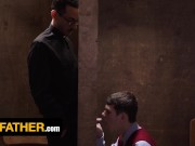 Preview 3 of Horny Altar Boy Dakota Lovell And Fr. Fiore Take Turns Riding Each Other Hard Cocks - YesFather