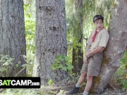 Preview 1 of Two Scout Masters Caught Hot Latino Boy Gabe Bradshaw Stroking His Penis In The Woods - Boys At Camp