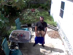 Caught on camera doing the helicopter with my big white cock