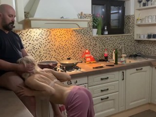 Kitchen Surprise Camera Action Gag Cum in Mought