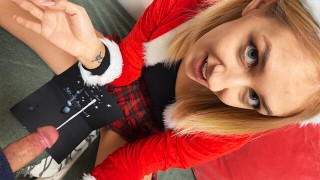 Doubling the Cum by Ruining Orgasm for Christmas with No Touch Cumshot for Miss Santa in Pantyhose