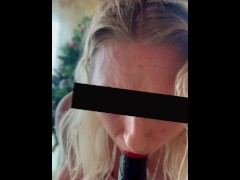 Blonde Kiwi Girl sucks cock under the Christmas Tree