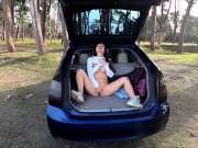 Preview 5 of Public POV fuck in mouth and creampied pussy at car trunk