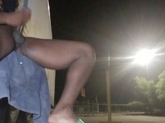 Video Ebony Exhibitionist Stroking His BBC At Truck Stop, Caught By Traffic, Trucker & His Wife Watch